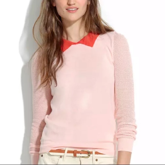 Madewell Sweaters - Madewell X Sessun pink and orange collared sweater